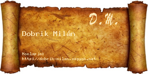 Dobrik Milán névjegykártya